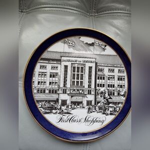 KaDeWe Decorative Plate with Blue and Gold Accents